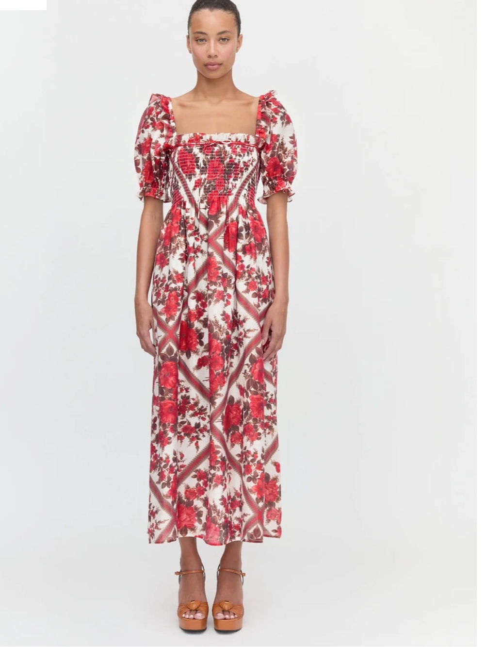 Hill House Home The Scarlett Nap Dress Red Floral, S M L